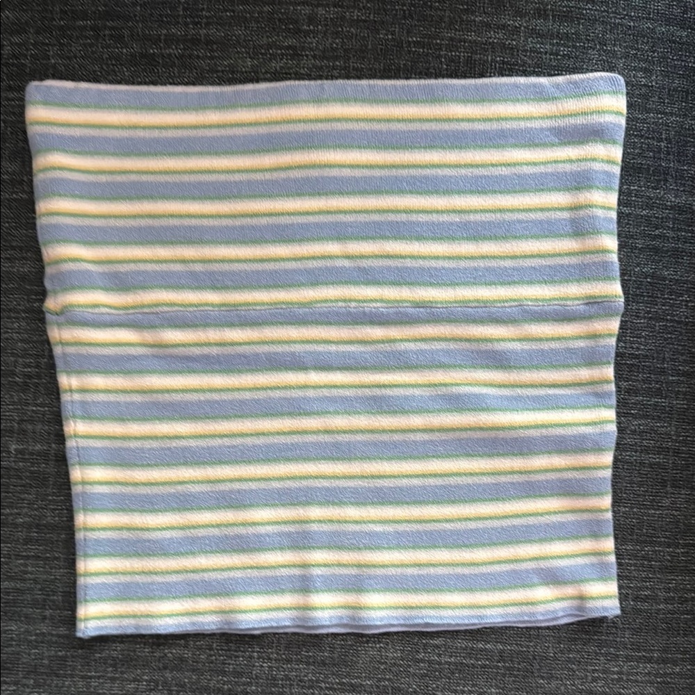 Djerf Avenue Blue and Green Striped Tube Top